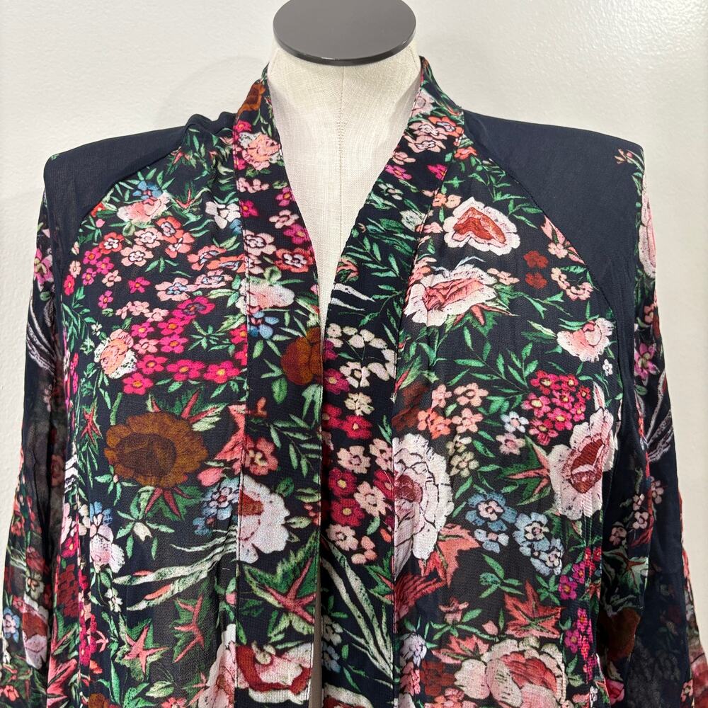 Soft Surroundings Plus Size 1X Kimono Cardigan Fringe Floral Embroidered Boho - Picture 8 of 13